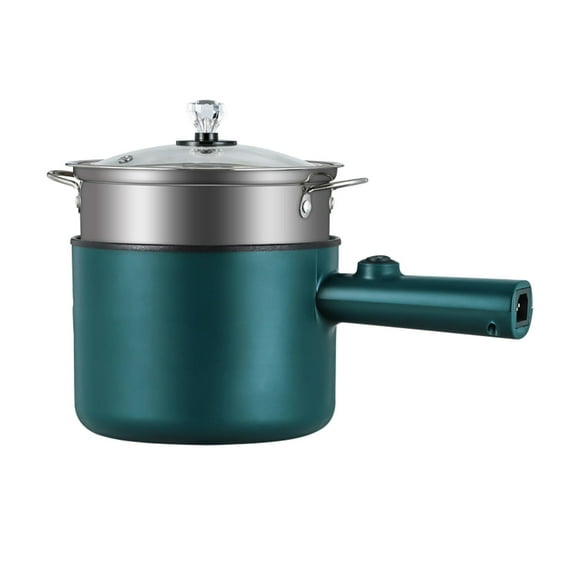 Dusknt Multifunctional Electric Hot Pot Army Green, Non-Stick,Electric Hot Pot with Steamer Multi Purpose Pot 1.8L Non Stick Pan Adjustable Temperature Control Pasta Electric Pot Overheat Cook Dry