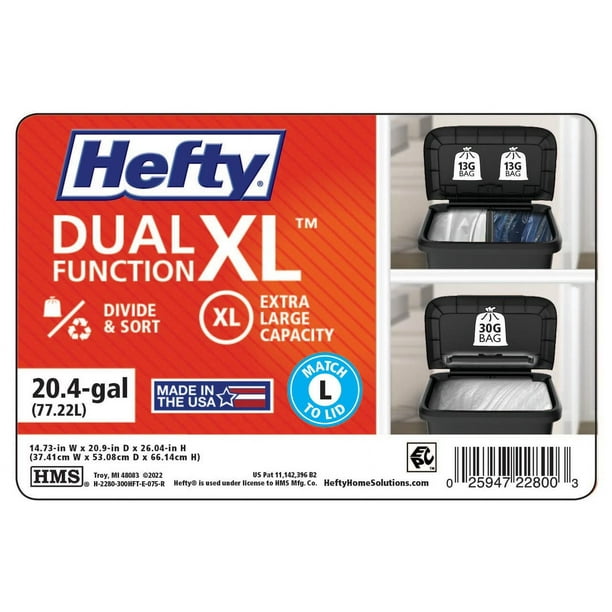 Hefty Kitchen Trash Can, 20.4 Gallon Plastic Recycling Two