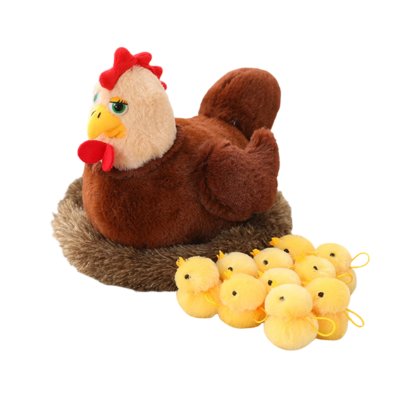 Clearance! Plushies Stuffed Animals Hen - Laying Eggs Doll with Chicks, Farm Baby Toys, Pretend Play Gift, Cute Plush Figure for Kids