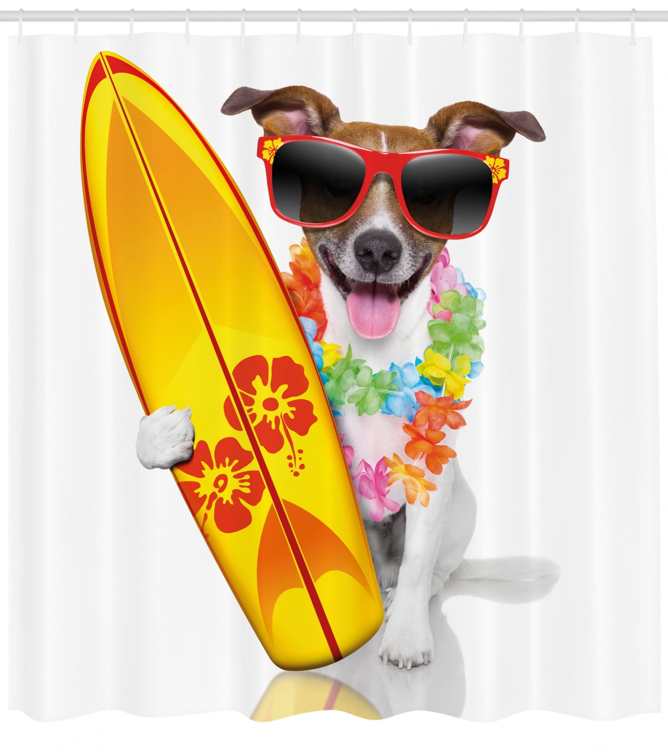 Ride The Wave Shower Curtain Surfer Puppy With Sunglasses And