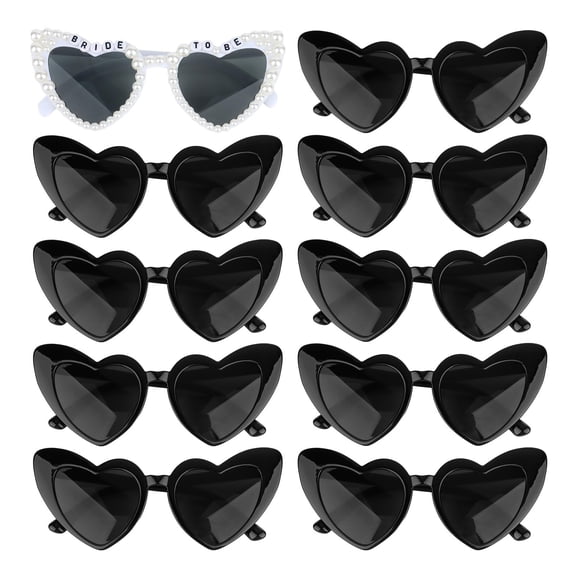 Gafas de Sol Jaciya Novia en Espera Corazón Negro con Perlas - Regalo para Novia