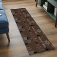 thumbnail image 3 of Japanese Style 2'x6' Runner Rugs for Hallway Kitchen Bedside Non Slip Washable, Farmhouse Brown Cat House Trees Flowers Entryway Rug Runners with Rubber Backing, Long Carpet Runner for Laundry Room, 3 of 8