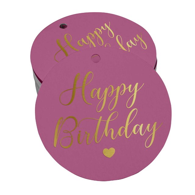 Inkdotpot Pack Of 50 Real Gold Foil Paper Tags Happy Birthday Favor Hang Tags