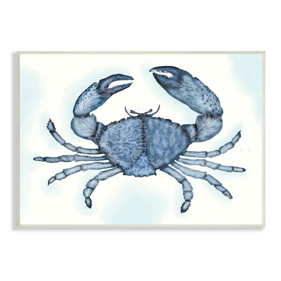 Stupell Industries Blue Crab Claws Sea Life Botanical Pattern Graphic Art Unframed Art Print Wall Art, Design by Darlene Seale