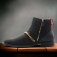 thumbnail image 4 of Jazamé Men's B-746 Double Zipper Croco Print Ankle High Dress Boots, Black, 7, 4 of 6