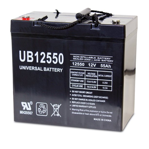 UPG UB12550 12V 55Ah I4 AGM 22NF +L Battery for Mobility Power Chair