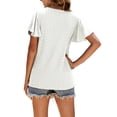 thumbnail image 1 of Minnieouse Camiseta de mujer con volantes de Color sólido cuello lindo pulóver blusa trabajo nocturno viaje básico verano moda Top ropa Prendas para la parte del cuerpo Blanco XXL Minnieouse AP011064-30, 1 of 6