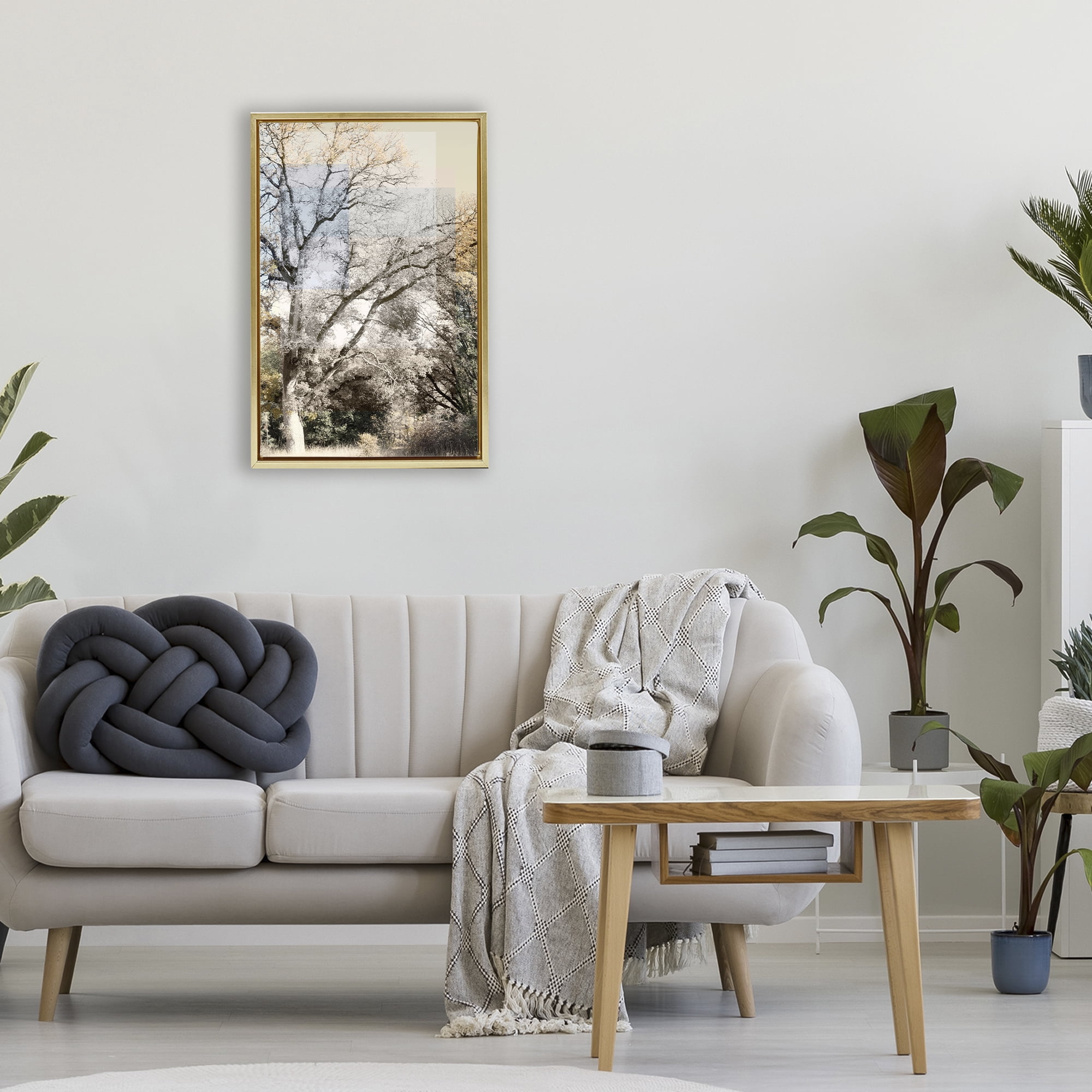 Stupell Industries Tree Collage Layers Gold Framed Floater Canvas Wall Art, design by Gemma Bardot