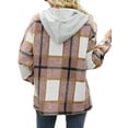 thumbnail image 3 of MOSHU Flannel Shirts for Women Button Down Plaid Shirt Hooded Shacket Jacket with Pocket, 3 of 7