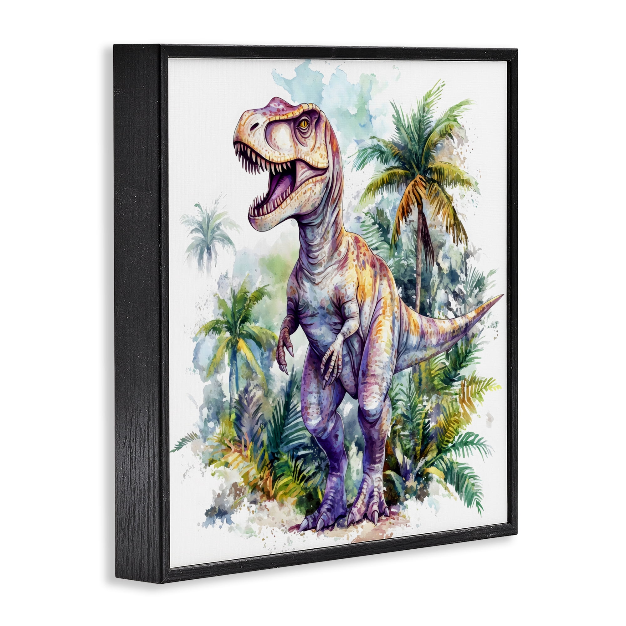 Stupell Industries T-Rex Among Palm Trees Black Framed Giclee Art, design by Creative Studio