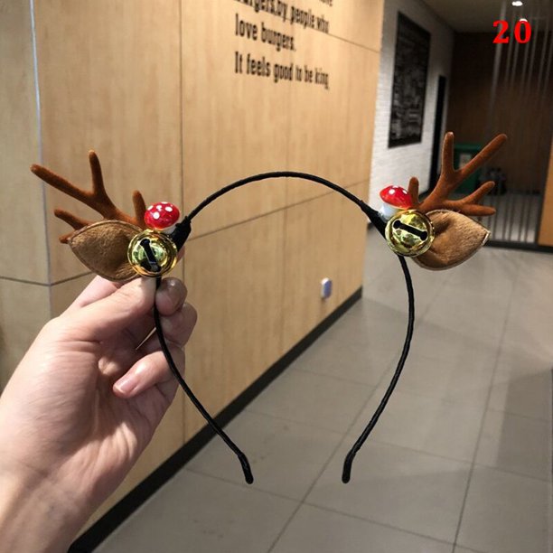 Diadema de Navidad para niños y adultos, diadema con cuernos de reno, cuerno, flor, banda para el pelo, cierre para la cabeza, fiesta de año nuevo, Cosplay de Halloween