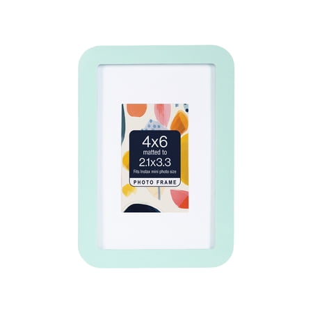 DesignOvation 4x6 Matted for 2.1x3.3 Rounded Mint Decorative Tabletop Picture Frame