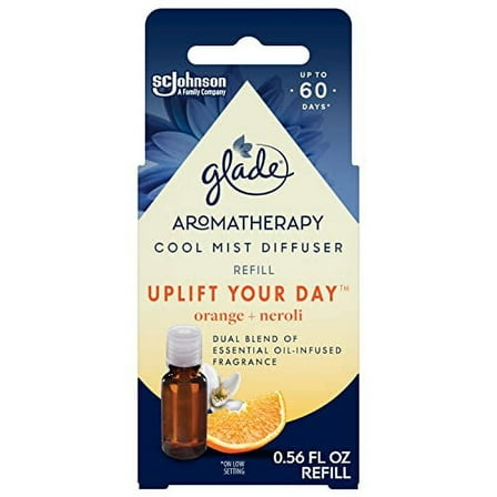 Glade Essential Oil Diffuser Refill, Use with Cool Mist Aromatherapy Diffuser, Air Freshener for Home, Uplift Your Day Scent with Notes of Orange & Neroli, 0.56 Fl Oz