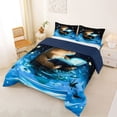 thumbnail image 2 of Erosebridal Boys Girls Cartoon Capybara With Magical Books Queen Comforter Set 3pcs,Kids Cute Animal Bedding Comforter Set,Navy Blue Reversible, 2 of 7