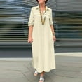 thumbnail image 2 of VSSSJ Casual Dresses for Women Long Sleeve Turndown Collar Solid Color Button Down Loose Comfy Flowy Maxi Shirt Dress with Pockets White XXL, 2 of 6