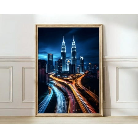 Kuala Lumpur Malaysia Travel Illustration City Scenery Wall Art, Unframed Paper Print Size 8x12