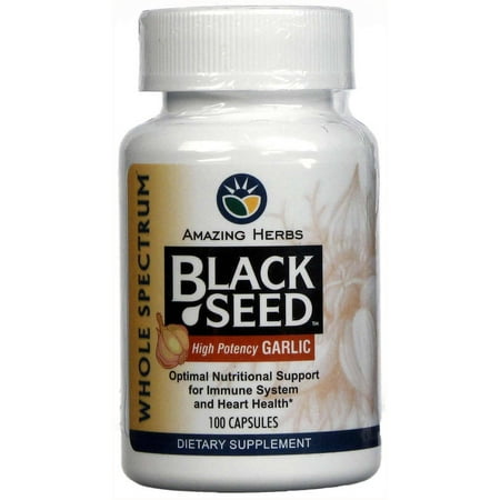 Amazing Herb Theramune Black Seed with High Potency Garlic Capsules, 100
