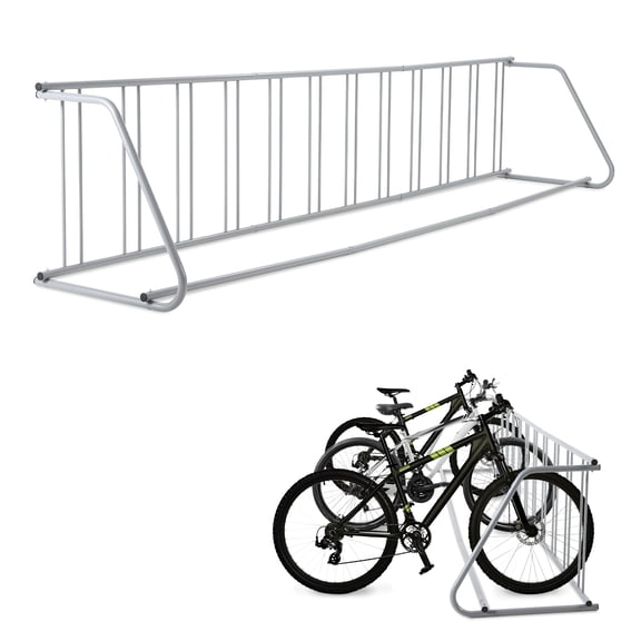 Heavy Duty Single-Sided Floor Bike Rack – Freestanding 12-Bike Storage Stand, 147" Grid Design Organizer for Garage, Indoor Storage, Events, Commercial Two-wheeler Parking, Grey 12-car single-sided