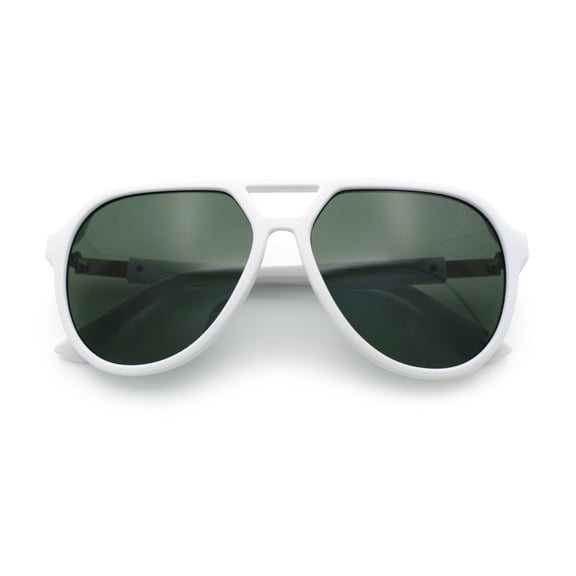 Mens Classic Retro Vented Side Visor Plastic Racer Sunglasses White - Green
