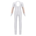 thumbnail image 4 of Alvivi Kids Girls Rhinestone Long Sleeve Figure Ice Skating Jumpsuit Unitard Gymnastics Dance Leotard White 16, 4 of 7