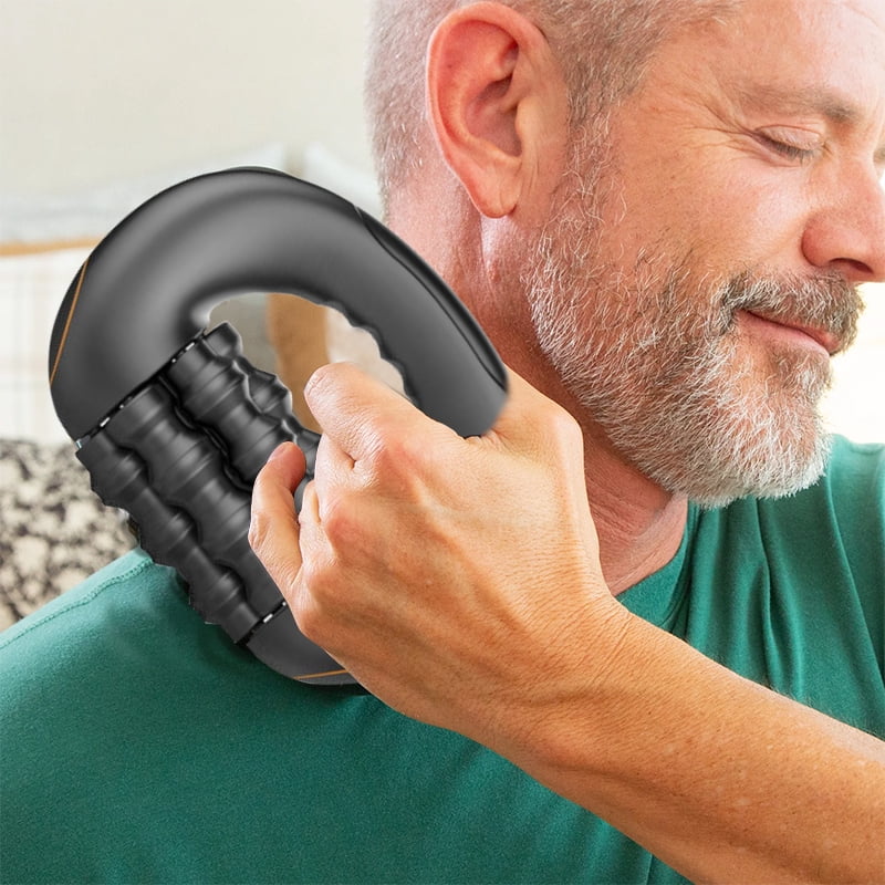 Mini Massager: Portable Deep Tissue Massager for Neck & Shoulder Pain Relief - 3-Speed Rolling & Percussion - Rechargeable, Cordless