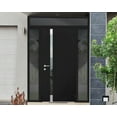 thumbnail image 2 of Front Exterior Prehung Steel Door / Cynex 6777 Black / 2 Side and Top Exterior Window / Stainless Inserts Single Modern Painted-W14+36+14" x H80+16"-Right-hand Outswing, 2 of 6