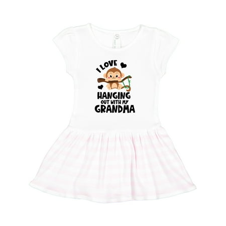 

Inktastic Monkey I Love Hanging out with My Grandma Gift Toddler Girl Dress
