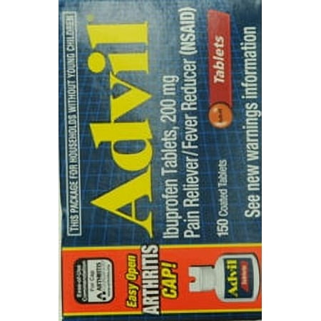 Advil Easy Open Cap (150 Count) Pain Reliever / Fever Reducer Coated Tablet, 200mg Ibuprofen, Temporary Pain Relief