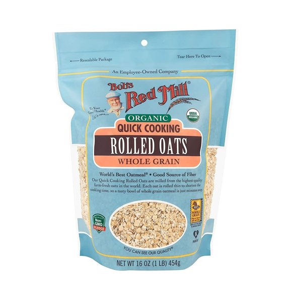 Bob's Red Mill Organic Rolled Oats Quick Cooking 16 oz Pack of 1