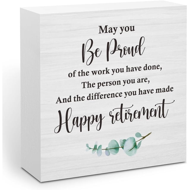Inspirational Retirement Gifts Home Office Decor Wood Box Sign,Motivational Employee Appreciation Gifts Rustic Decorative Wood Plaque Table Sign Gifts for Teacher Nurses Coworker 5 x 5 inch