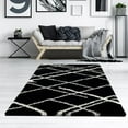 thumbnail image 2 of LBaiet 3' x 5' Black and White Diamond Rectangular Shag Area Throw Rug, 2 of 7