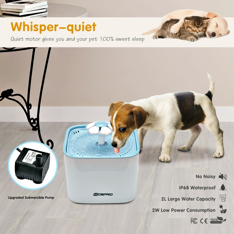 Mospro Pet Fountain Cat Dog Water Dispenser Automatic Electric Water Bowl with 2 Replacement Filters