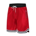 thumbnail image 4 of OIOLOYJM Basketball Shorts Men Mesh Lightweight Quick Dry Athletic Running Shorts with Zipper Pockets Stretch Breathable Gym Workout Sweatshorts Red 4XL, 4 of 5