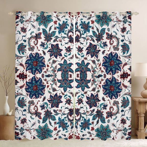 Manfei Chic Floral Black Out Curtains for Boys Girls,Exotic Style Curtains Pack of 2 (42x63 Each),Bohemian Theme Bedroom Curtains,Super Cozy Room Decor
