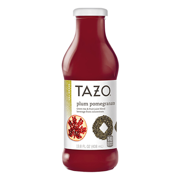 Tazo Plum Pomegranate Green Tea 13.8 oz Glass Bottles Pack of 12