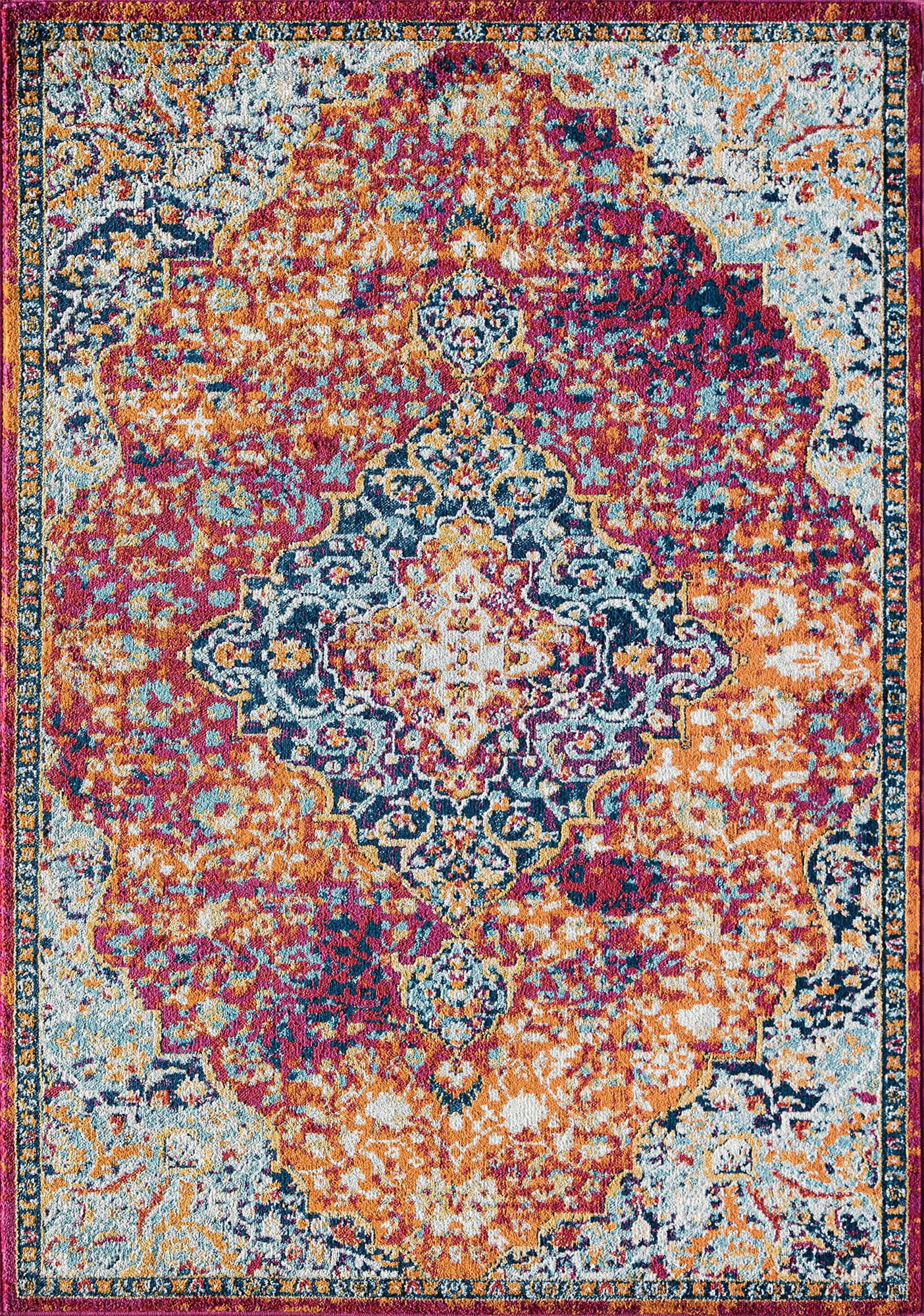 Harper HY50R Rosy Peach Abstract Vintage Red Area Rug, 8'0"X10'0"