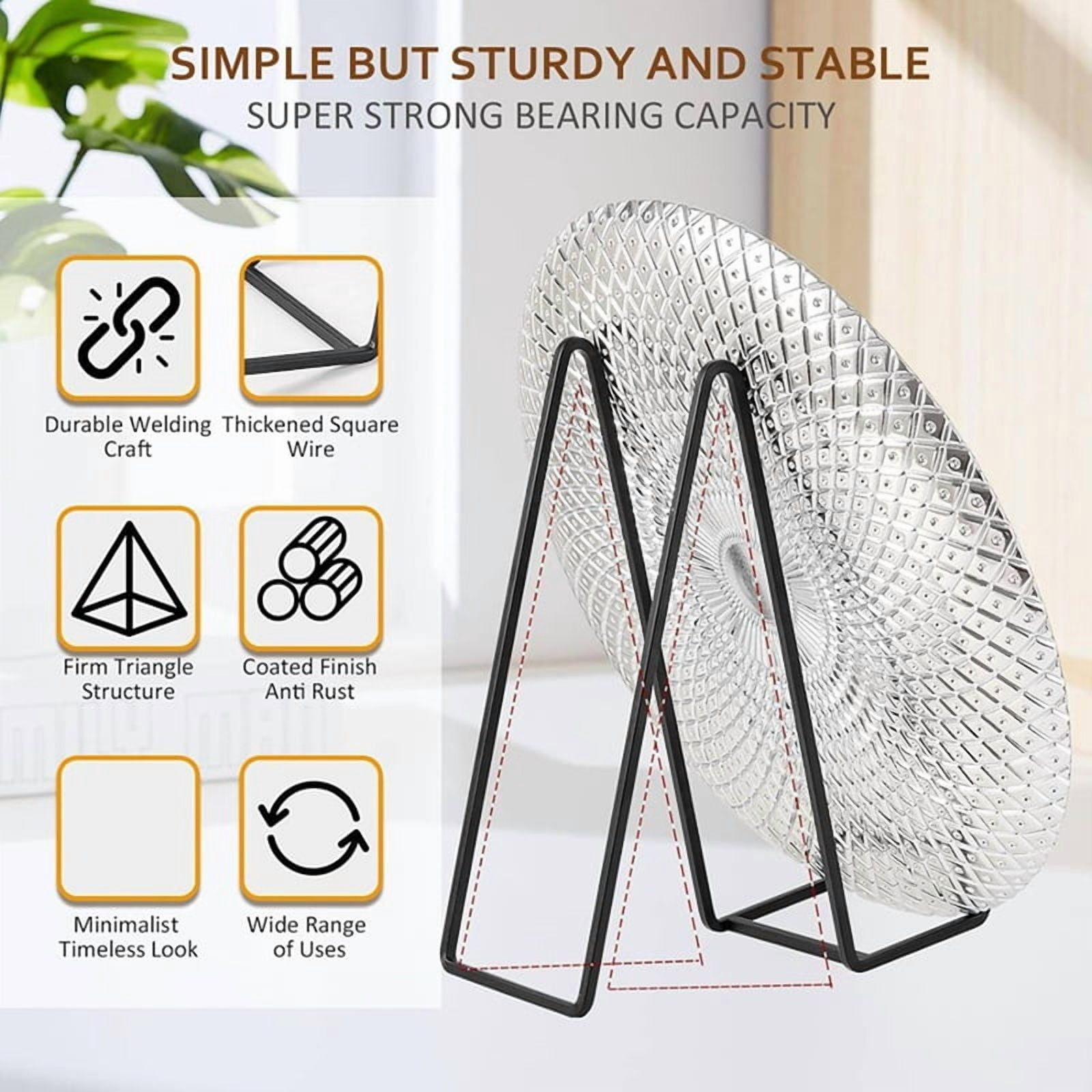6 Pack Large Plate Holder Display Stand-10 Inch Tall Plate Stands for Display-Metal Picture Frame Stand-Big Easel Stand,6x Bracket,Black