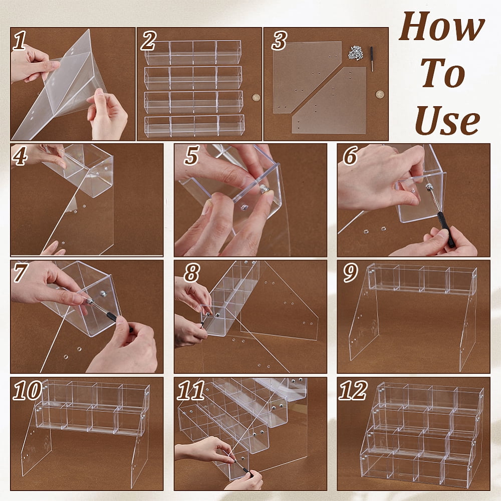 4 Tier Plastic Sticker Display Stand 16 Pockets Sticker Greeting Card Display Holder Sticker Organizer Shelf