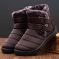 thumbnail image 2 of Botas de nieve para mujer, zapatos de invierno con forro polar cálido, botines hasta el tobillo, cómodos, sin cordones, impermeables, para senderismo al aire libre, 2 of 5