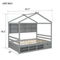 PORKISS Full House Bed, Wood Platform Bed with Roof Frame and Beside