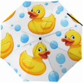 thumbnail image 1 of wonima02 Waterproof Travel Umbrella for Women Men Kids, Outdoor Umbrellas Reinforced Canopy 8 Ribs, Auto Open/Close, Cute Funny Cartoon Yellow Rubber Ducks Bubbles Rain & Wind Parasol, 1 of 1