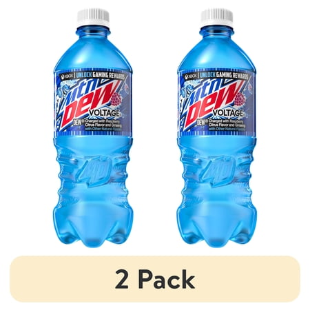 (2 pack) Mountain Dew Voltage Raspberry Citrus & Ginseng Soda Pop, 20 fl oz Bottle