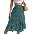 thumbnail image 3 of MAWCLOS Jupe Midi pour Femme Jupes Fendues Taille Haute Ample Plage Imprimé Floral Vert TG, 3 of 5