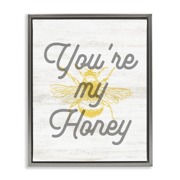 Stupell Industries Cottage You're My Honey Bee Phrase Gray Floating Frame Canvas Art, 25 x 31, by Lil' Rue