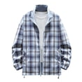 thumbnail image 2 of Veste Décontractée à Carreaux pour Hommes à Manches Longues avec Col Montant, Boutons devant et Poches Zippées pour Extérieur, 2 of 6