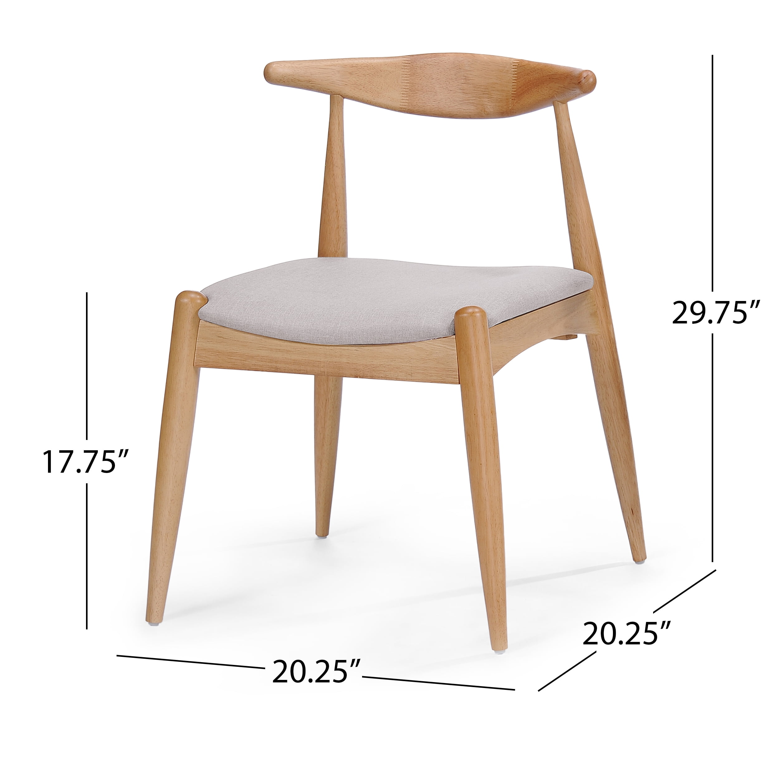 GDF Studio Francaise Indoor Mid-Century Modern Natural Oak Dining Chairs, Set of 2