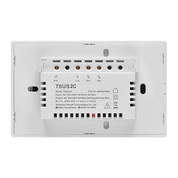 dailooas Sonoff TX T2 2 Gang Remote Control WiFi Touch Wall Light