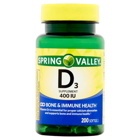 Spring Valley La vitamine D3 Compléments alimentaires Comprimés, 400 UI, 200 count
