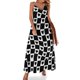 thumbnail image 1 of Vestido con estampado de cuadros en blanco y negro con contraste estético y escote en V, informal, largo, para mujer, vestido largo con estampado gráfico de moda, talla grande 5XL, 1 of 7