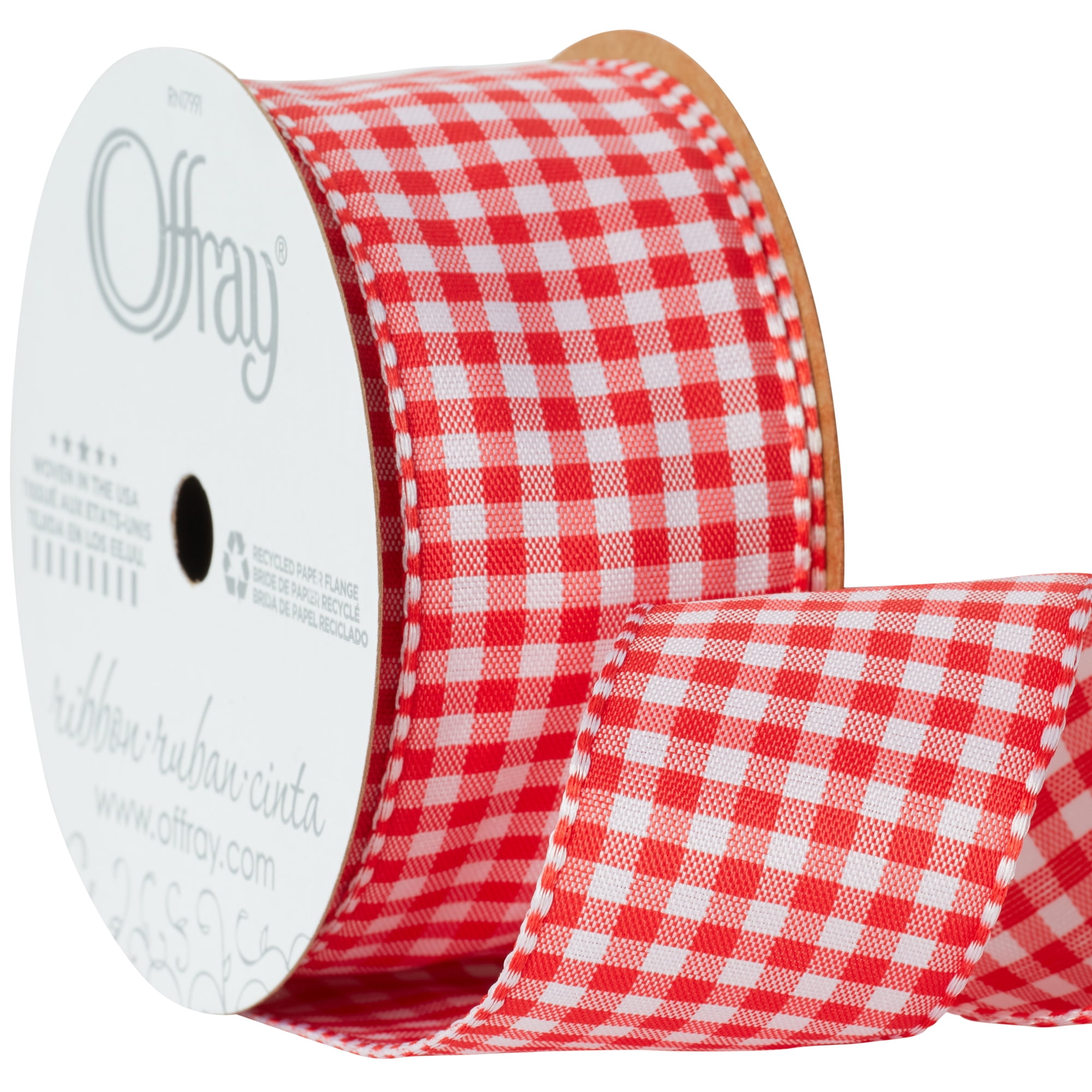 (3 pack) Offray Ribbon, Red 1 1/2 inch Gingham Woven Ribbon for Sewing, Crafts, and Gifting, 3 Yards, 1 Each